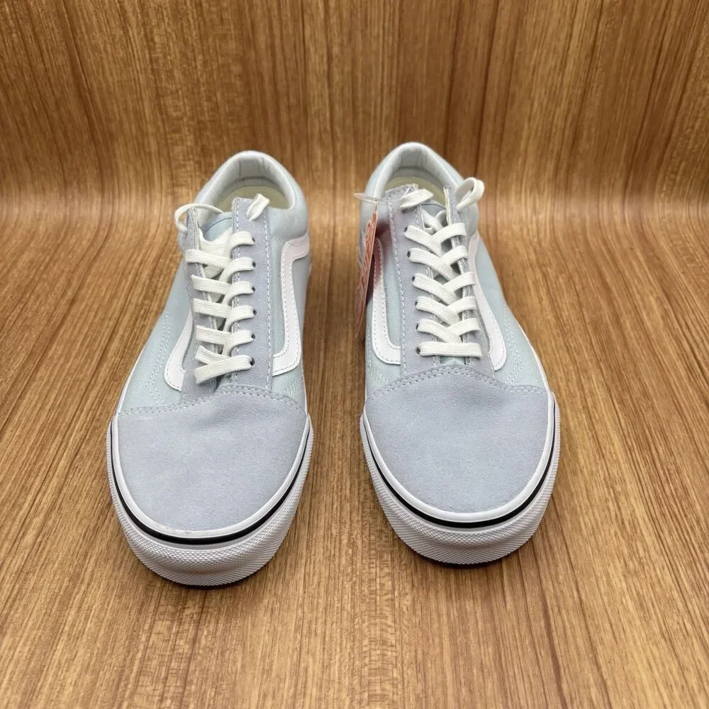 Vans Old Skool Shoes Womens 7.5 Light Blue Canvas Suede Lace Up Sneakers New - Picture 2 of 8